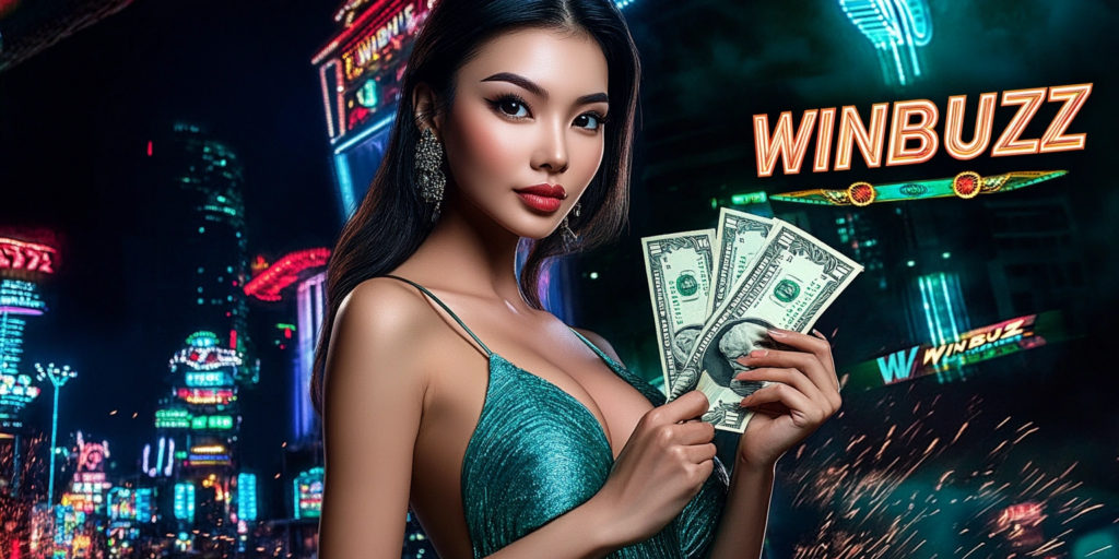 woman on Winbuzz Casino login banner